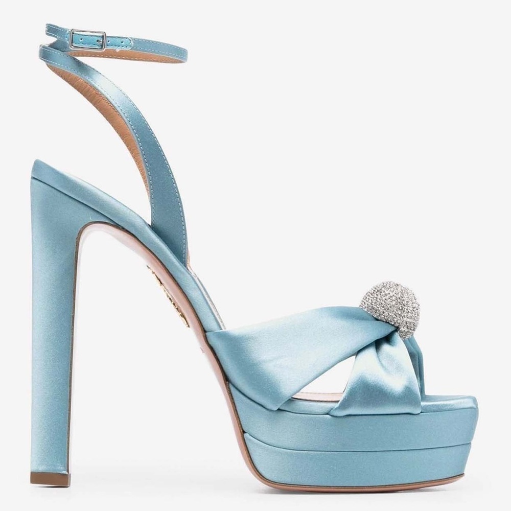 New AQUAZZURA Yes Darling 130 Platform Sandals In Baby Blue 41 $1,095
